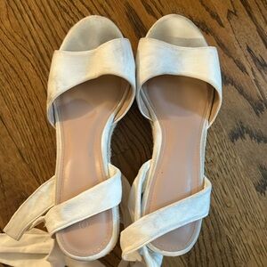 Size 9 tie up criss cross white sandals